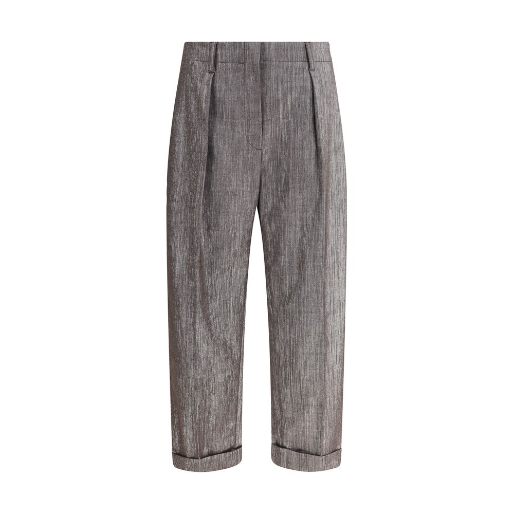 Brunello Cucinelli Brown Polyester Casual Women's Pants