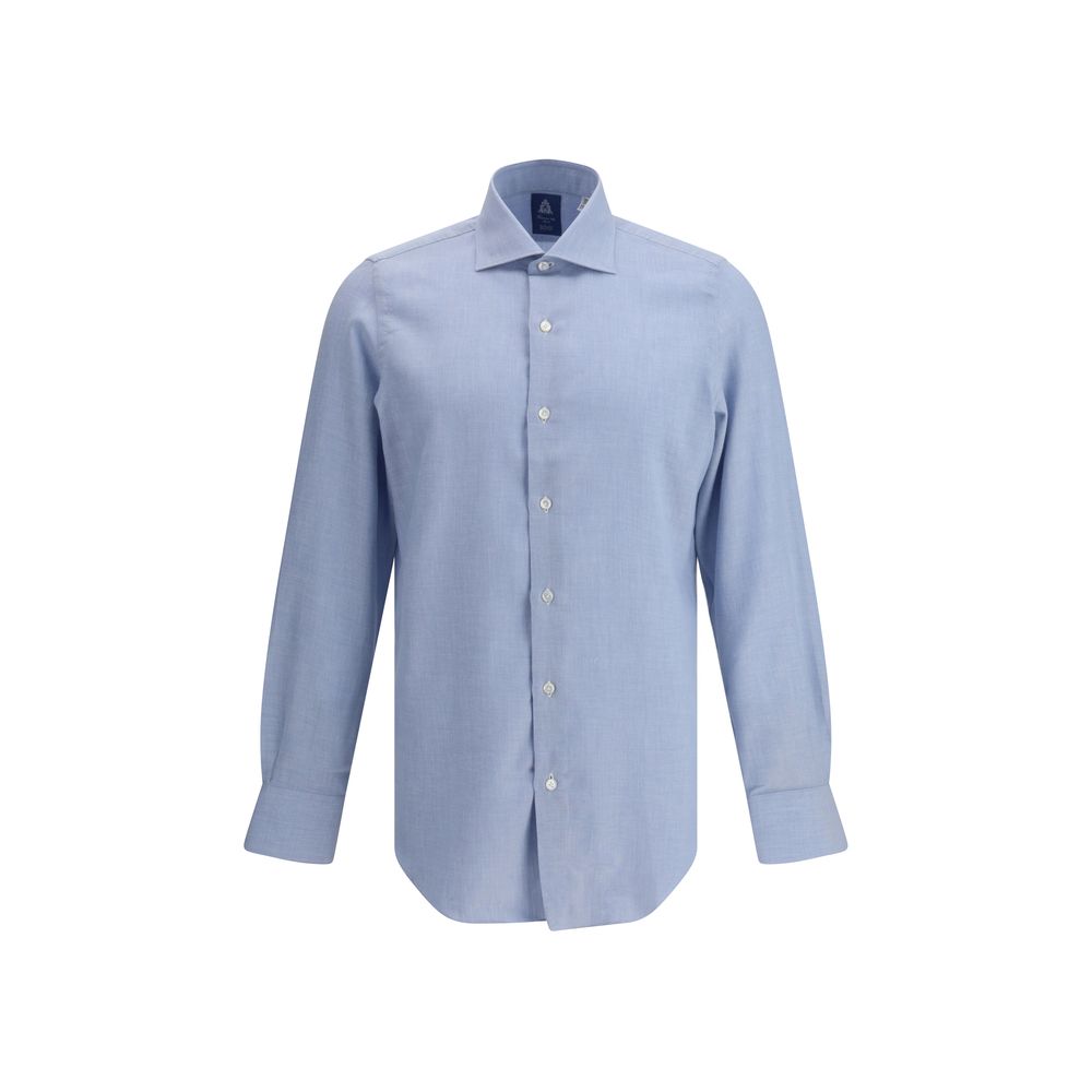 Finamore Light Blue Cotton Dress Men's Shirt
