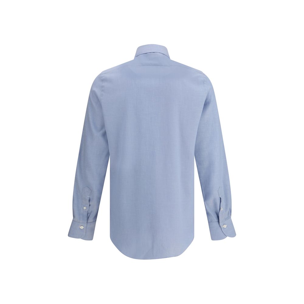 Finamore Light Blue Cotton Dress Men's Shirt