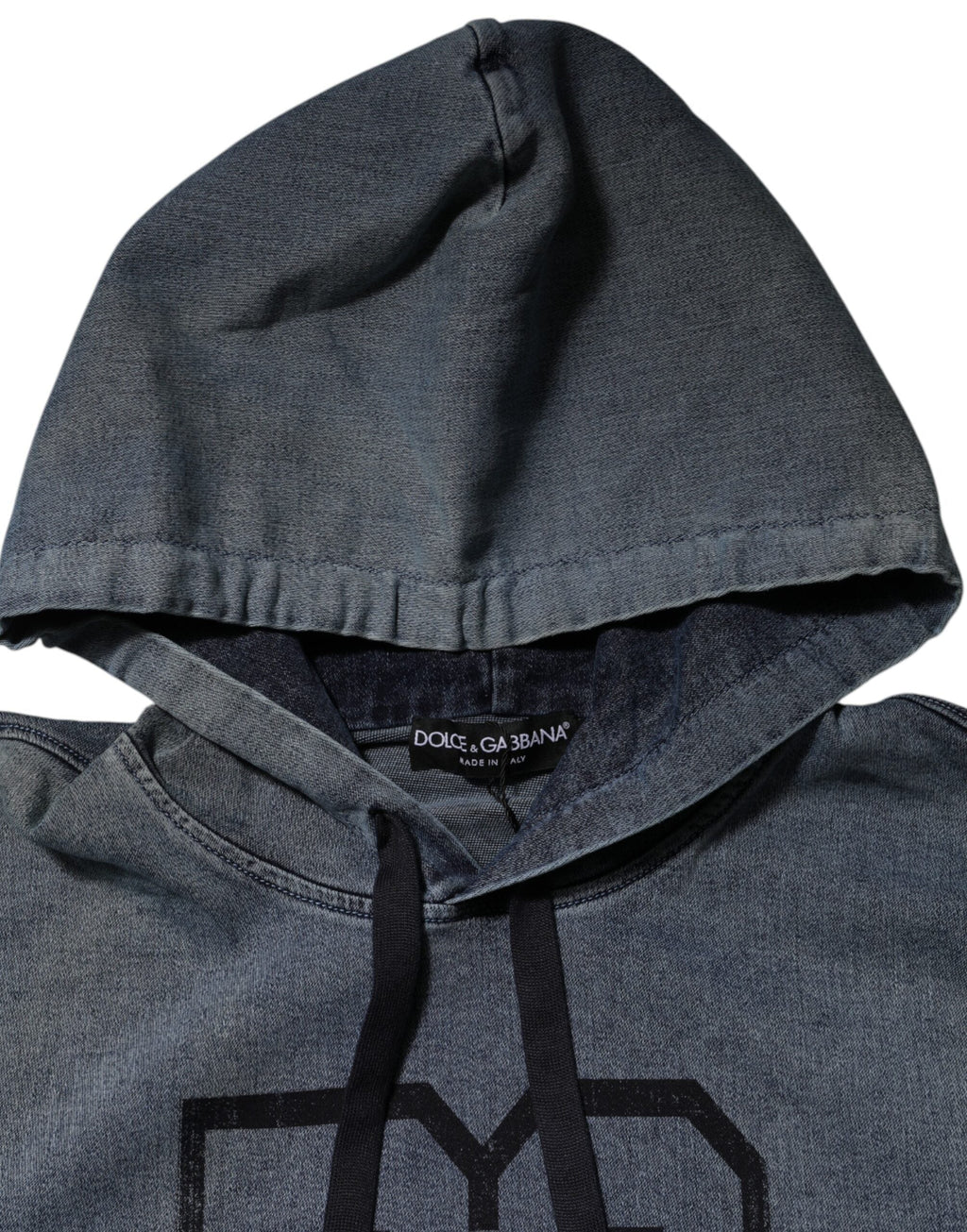 Dolce & Gabbana Blue Cotton Blend Hooded Sweatshirt Men's Sweater