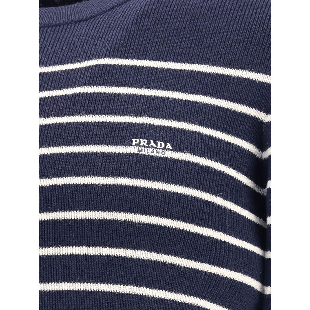 Prada Blue Fleece Wool Men's Sweatshirt