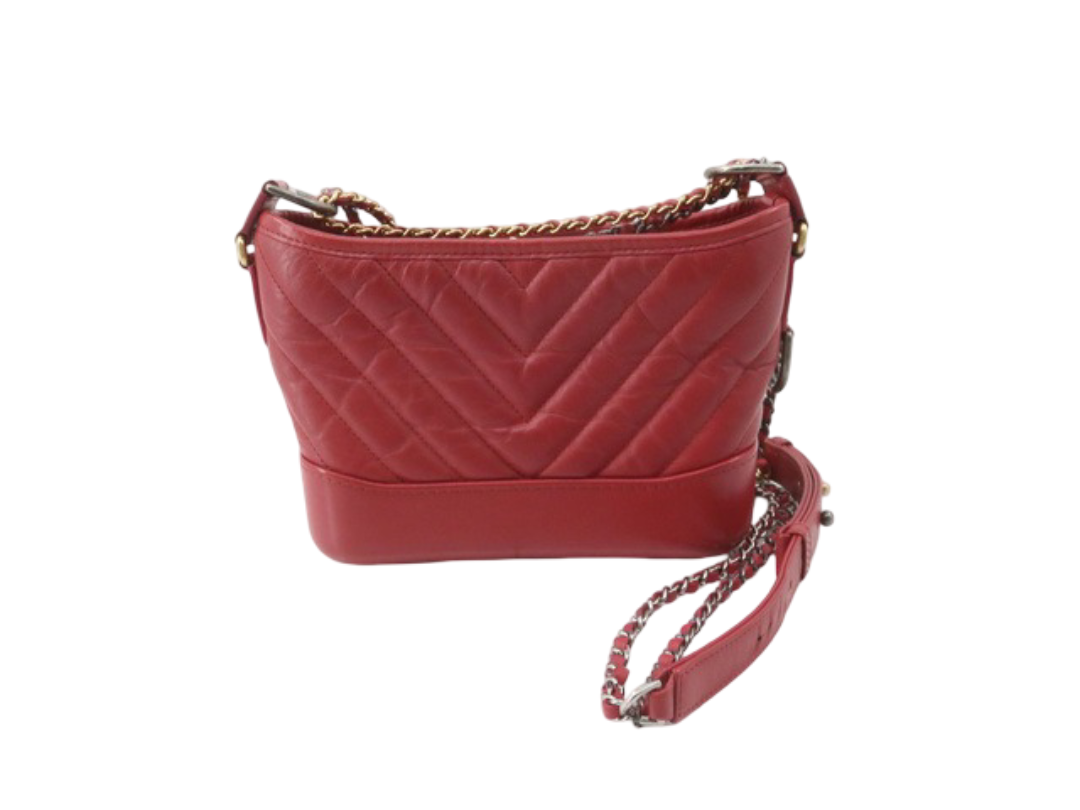 Chanel Gabrielle Hobo Chevron Aged Calfskin Black Leather Shoulder Bag Bag (Pre-Owned)