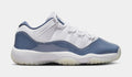 Exclusive Air Jordan 11 Retro Low Diffused Blue Grade School Lifestyle Shoes (Diffused Blue/White/Midnight Navy) — 3.5Y — Front View