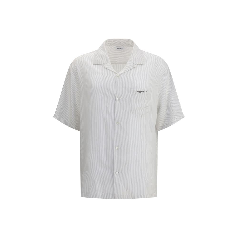 Alexander McQueen White Viscose Pattern Men's Shirt