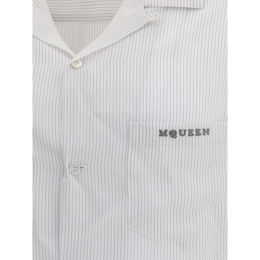 Alexander McQueen White Viscose Pattern Men's Shirt
