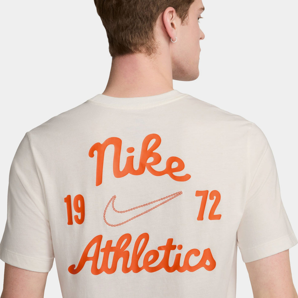 Exclusive NSW 1972 Athletics Mens Short Sleeve Shirt (Beige/Orange) — S — Side View