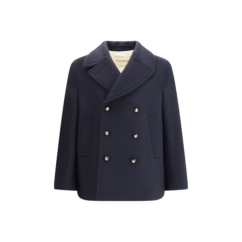 Valentino Blue Fleece Wool Men's Coat