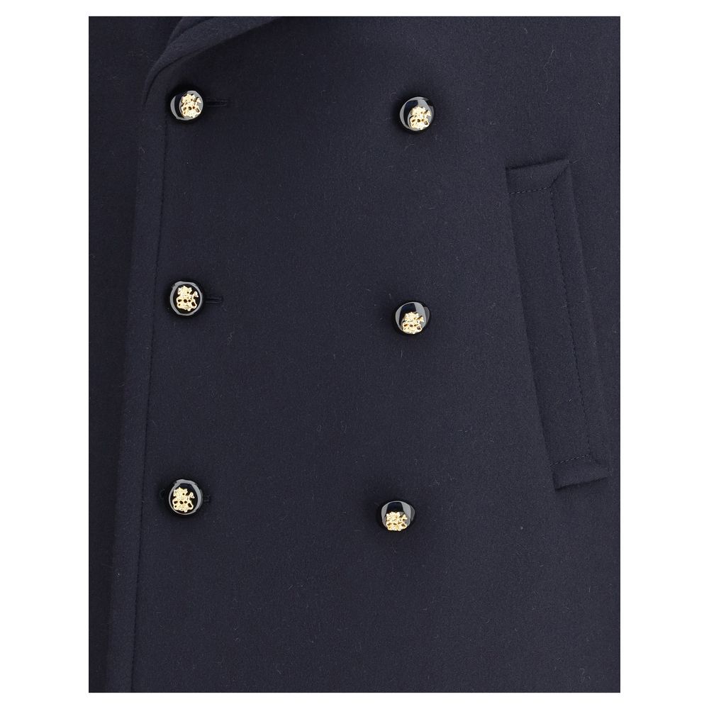 Valentino Blue Fleece Wool Men's Coat