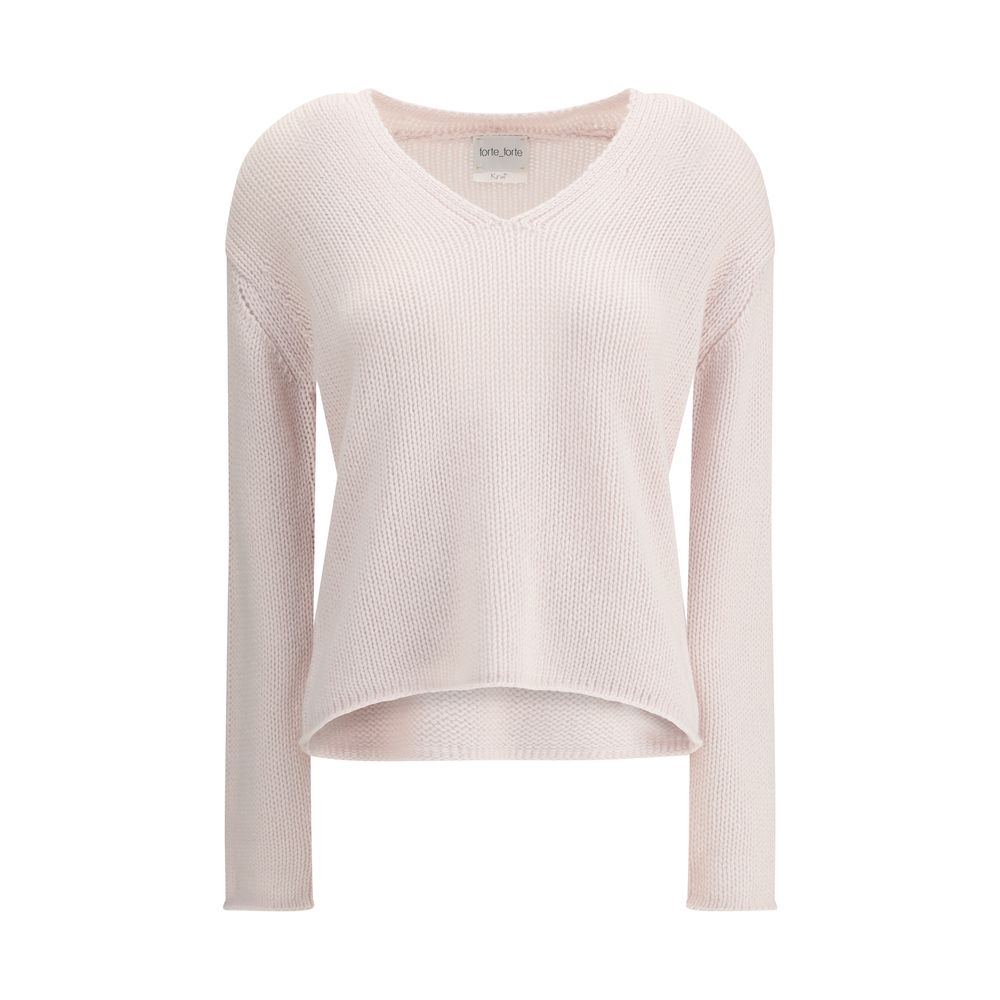 Forte_Forte White Wool Cashmere Women's Sweater