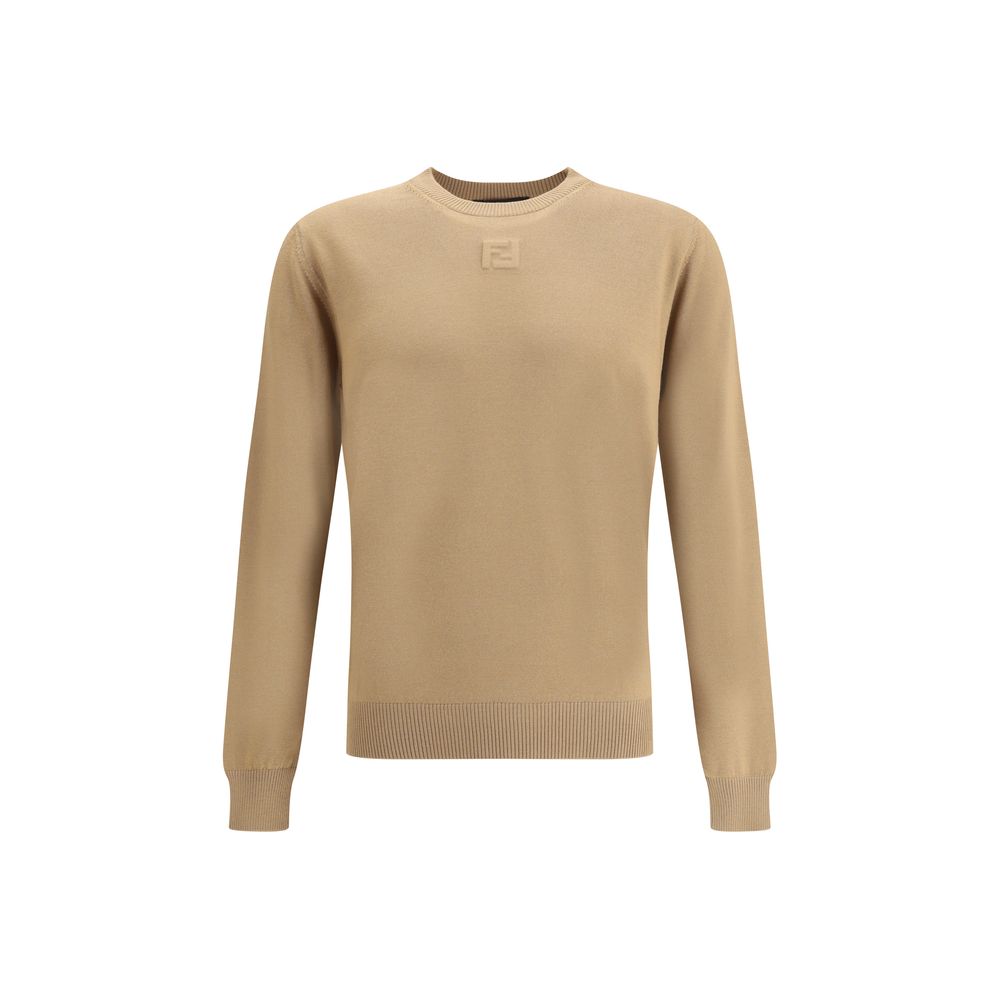 Fendi Beige Fleece Wool Men's Sweatshirt
