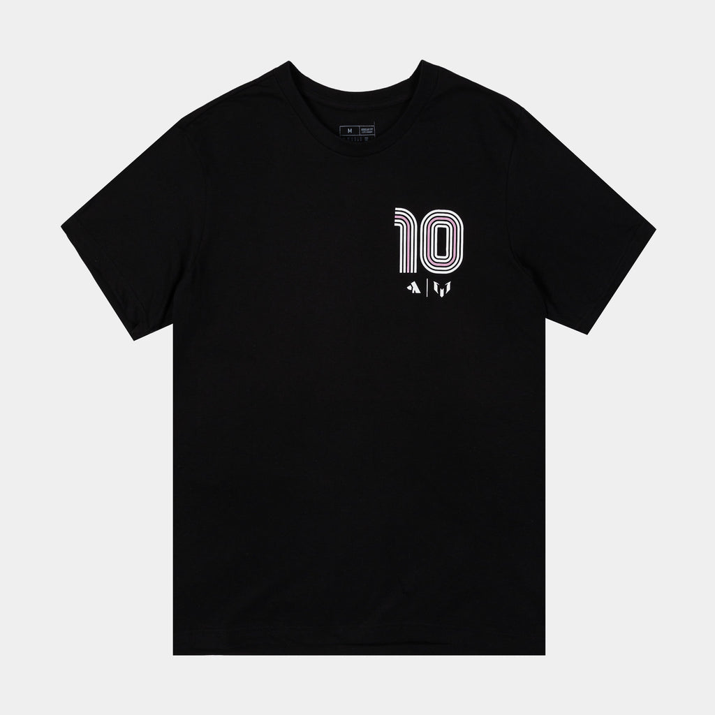 Exclusive Messi Heritage 10 Mens Short Sleeve Shirt (Black/Pink) — S — Front View