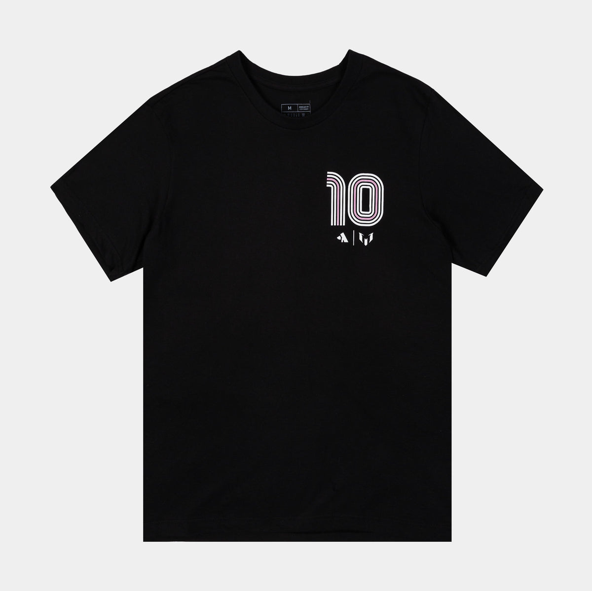 Exclusive Messi Heritage 10 Mens Short Sleeve Shirt (Black/Pink) — S — Front View