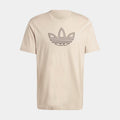 Exclusive Outlined Trefoil Mens Short Sleeve Shirt (Beige/Black) — S — Front View