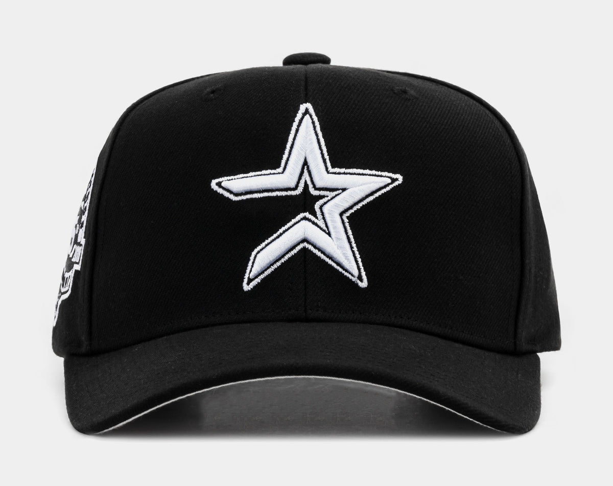Exclusive Houston Astros Snapback Mens Hat (Black/White) — OS — Front View