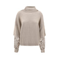 Brunello Cucinelli Brown Calf Leather Bos Taurus Women's Turtleneck