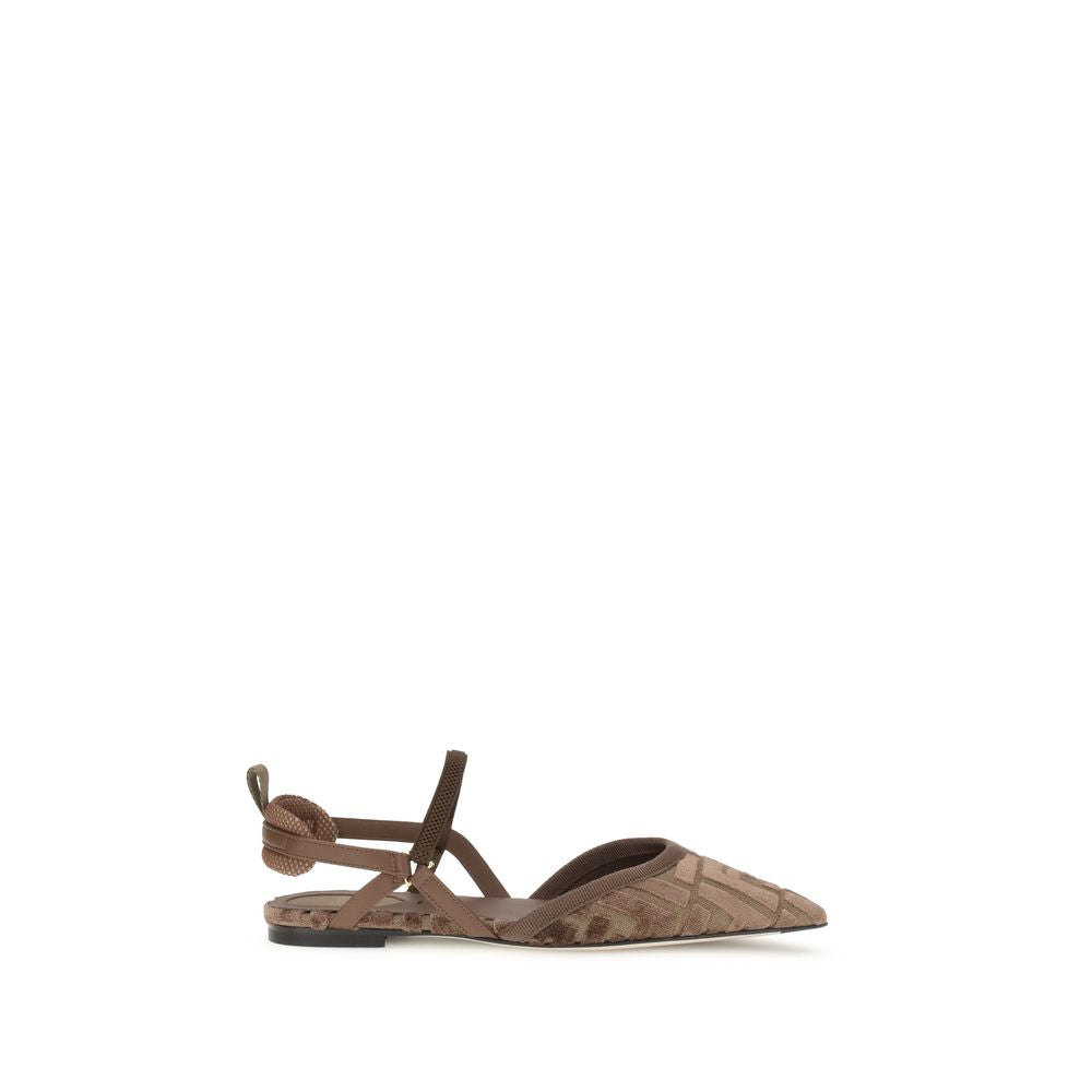 Fendi Brown Polyamide Ballet Women's Flats