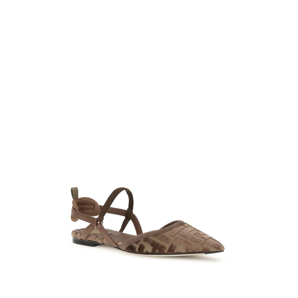 Fendi Brown Polyamide Ballet Women's Flats