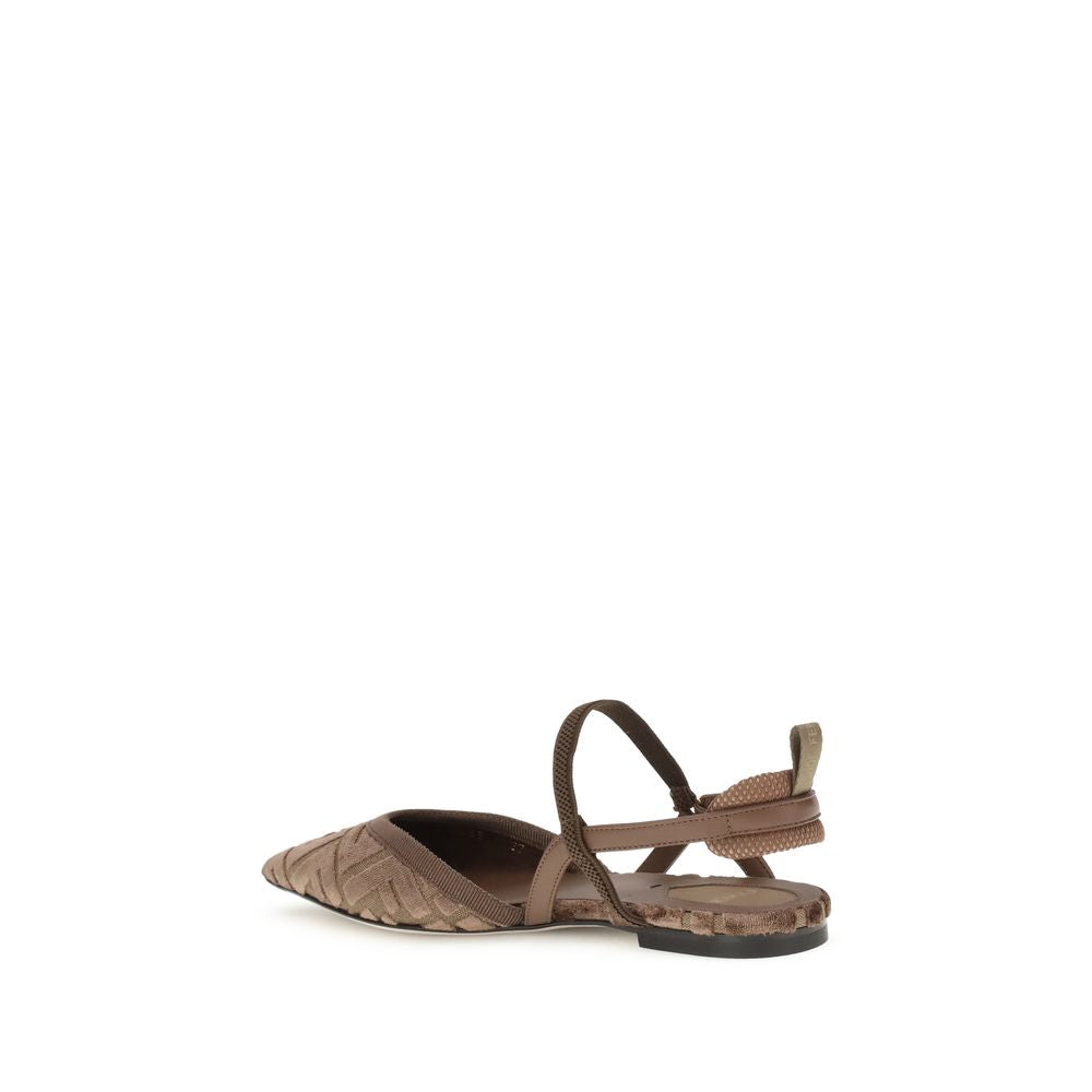 Fendi Brown Polyamide Ballet Women's Flats