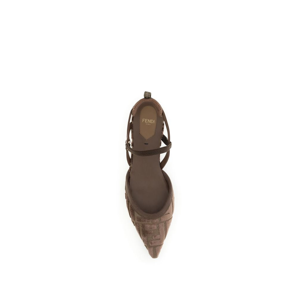 Fendi Brown Polyamide Ballet Women's Flats