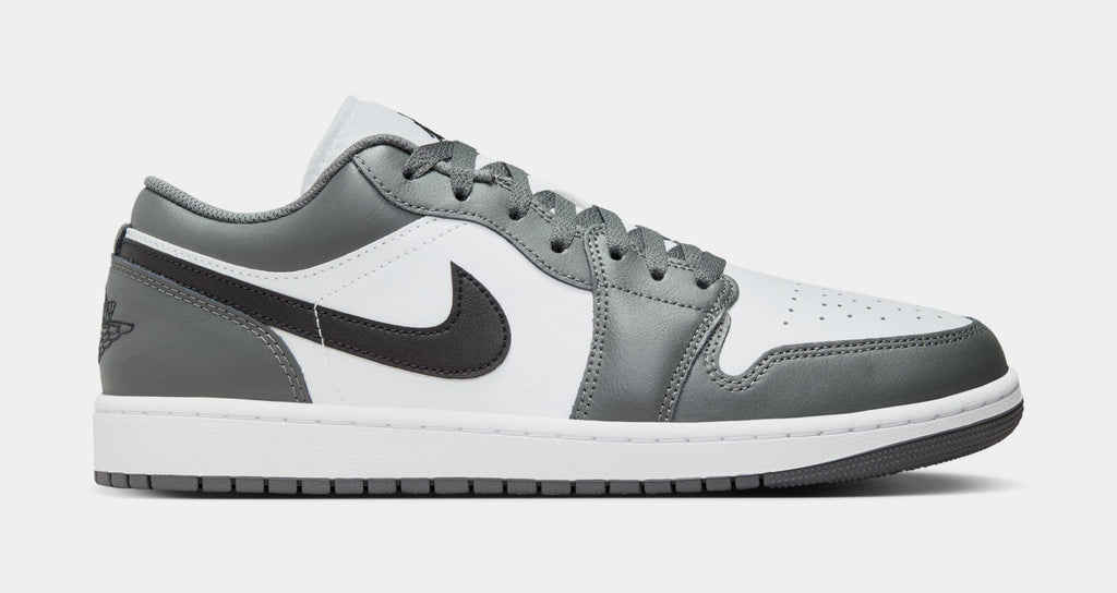 Exclusive Air Jordan 1 Low Iron Grey Mens Lifestyle Shoes (White/Iron Grey/Black) — 7 — Front View
