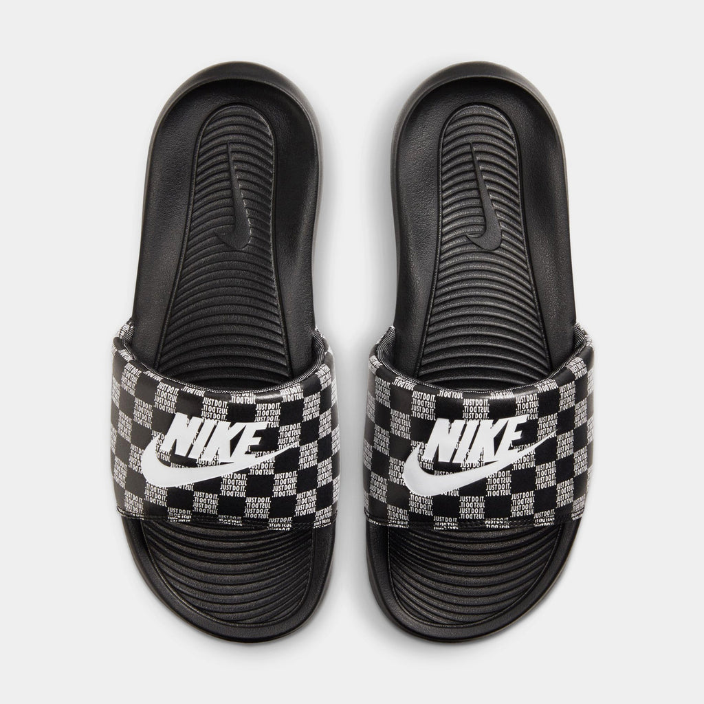 Exclusive Victori One Printed Slides Mens Sandals (Black/White) — 8 — Side View