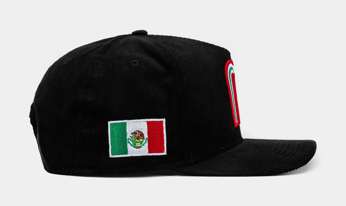 Exclusive Shoe Palace Exclusive Mexico Curve Corduroy 950AF Snapback Mens Hat (Black/Green) — OS — Side View