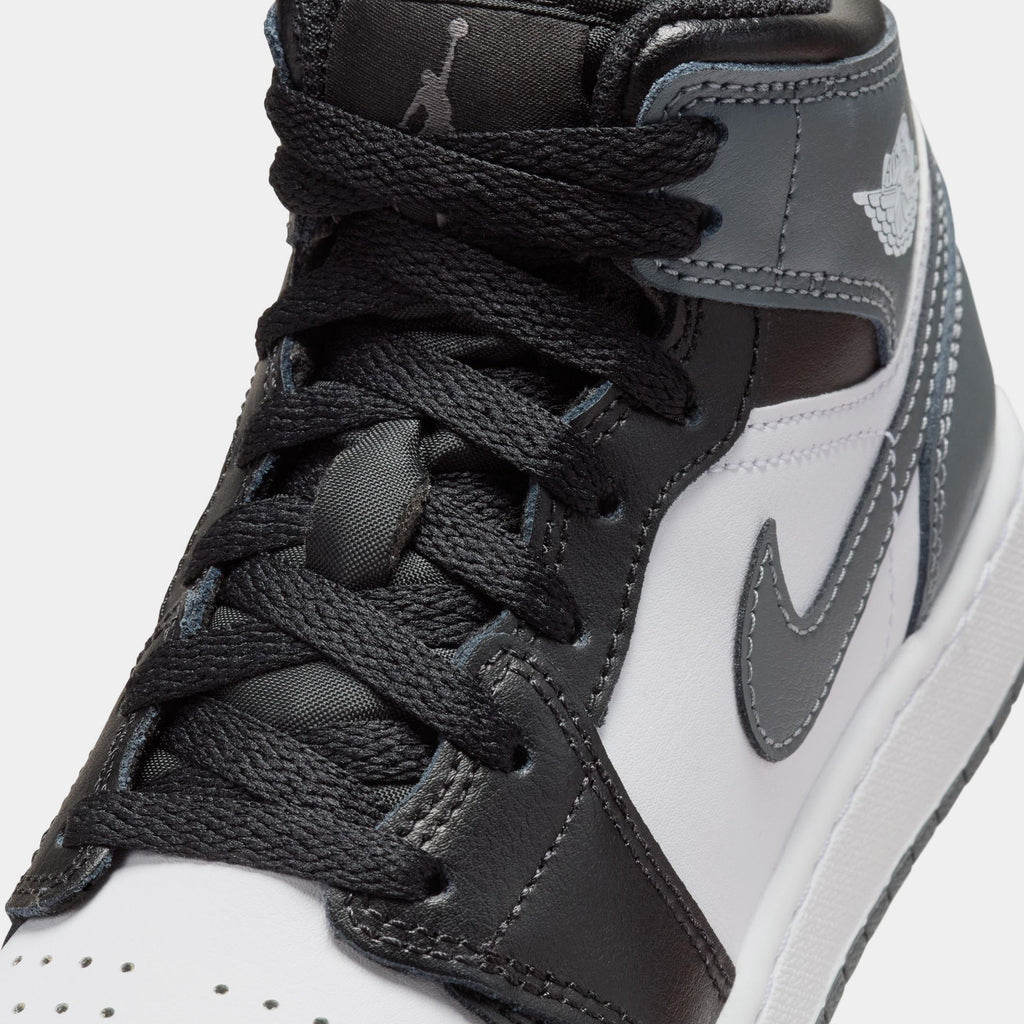 Exclusive Air Jordan 1 Retro Mid Iron Grey Grade School Lifestyle Shoes (Black/White/Iron Grey) — 3.5Y — Side View