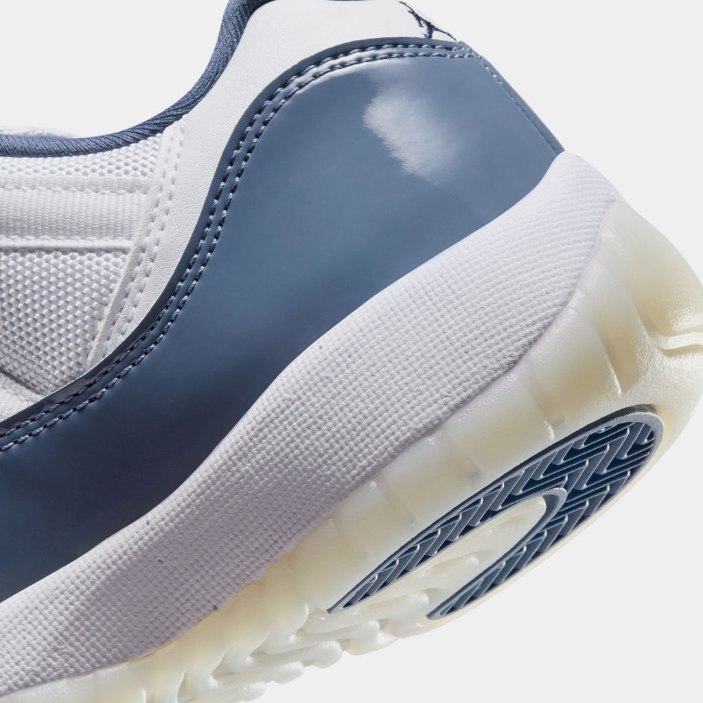 Exclusive Air Jordan 11 Retro Low Diffused Blue Grade School Lifestyle Shoes (Diffused Blue/White/Midnight Navy) — 3.5Y — Back View