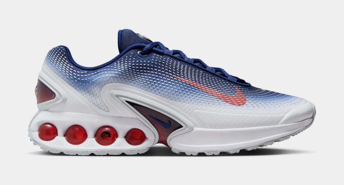 Exclusive Air Max DN Mens Running Shoes (White/Sport Red/Metallic Silver) Final Sale — 4 — Front View