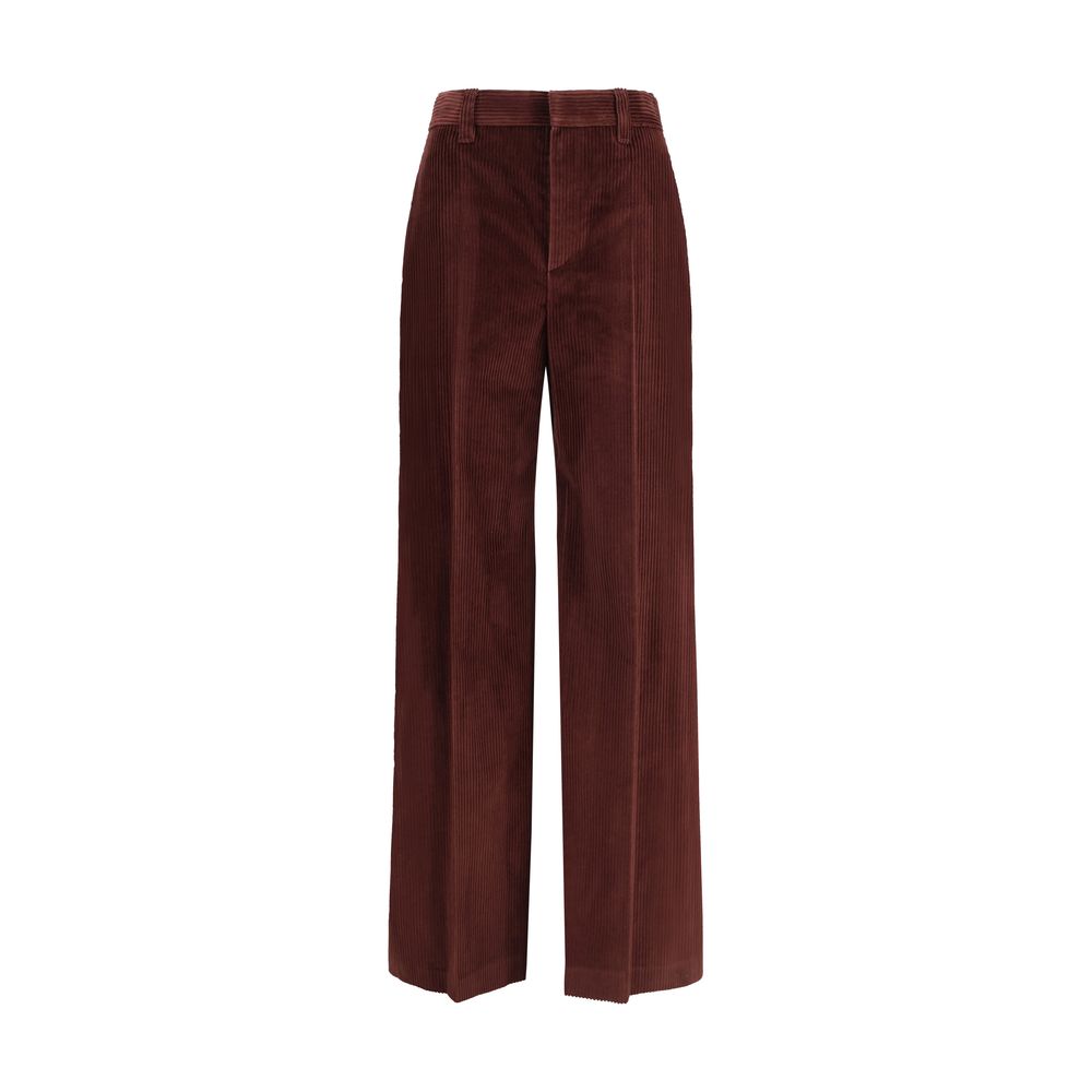 Brunello Cucinelli Bordeaux Cotton Casual Women's Pants
