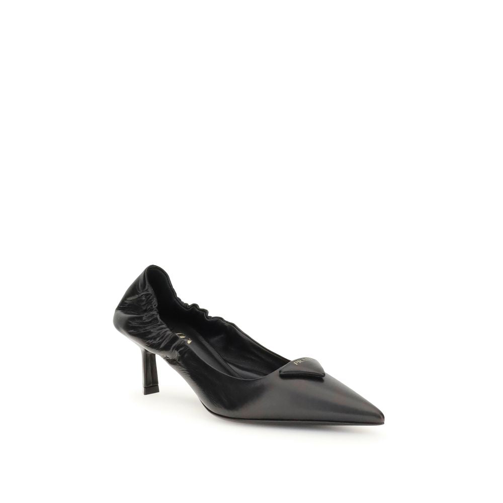 Prada Black Calf Leather Bos Taurus High Heel Women's Pumps