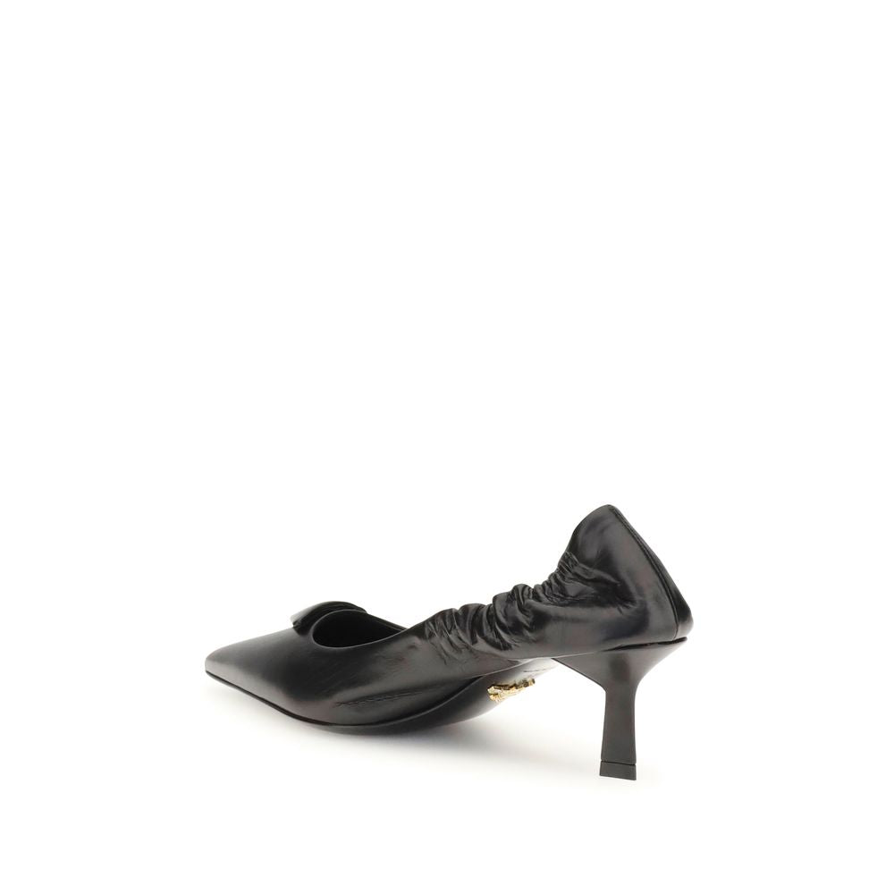 Prada Black Calf Leather Bos Taurus High Heel Women's Pumps