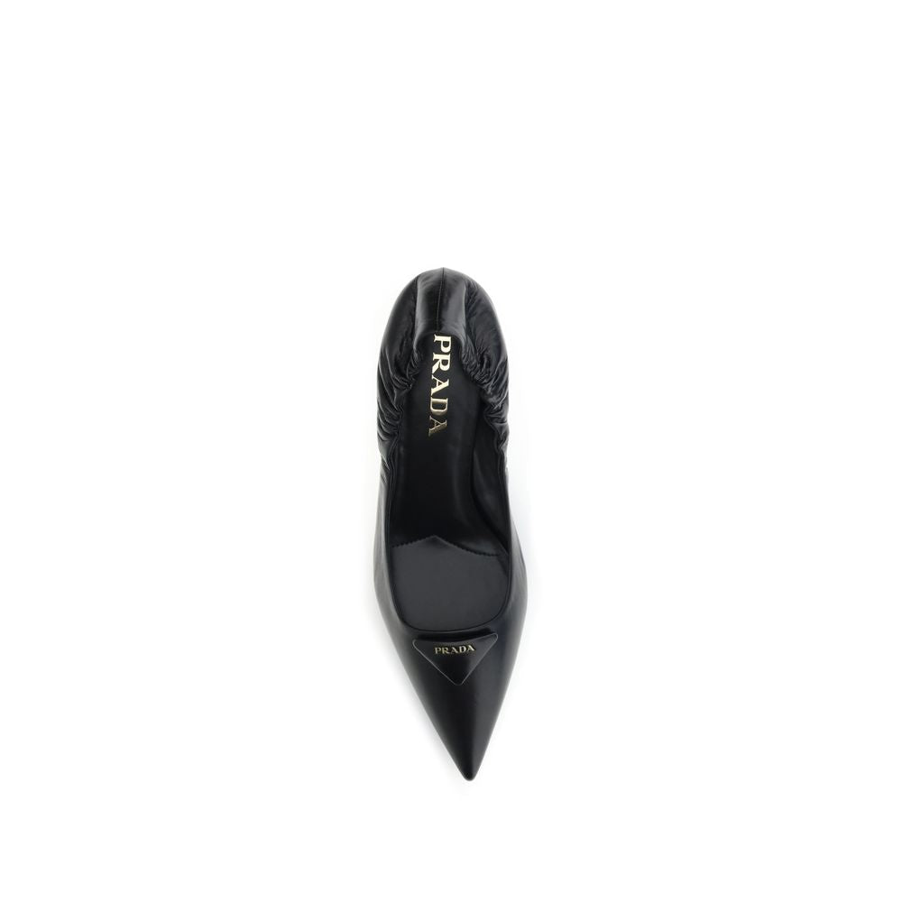 Prada Black Calf Leather Bos Taurus High Heel Women's Pumps