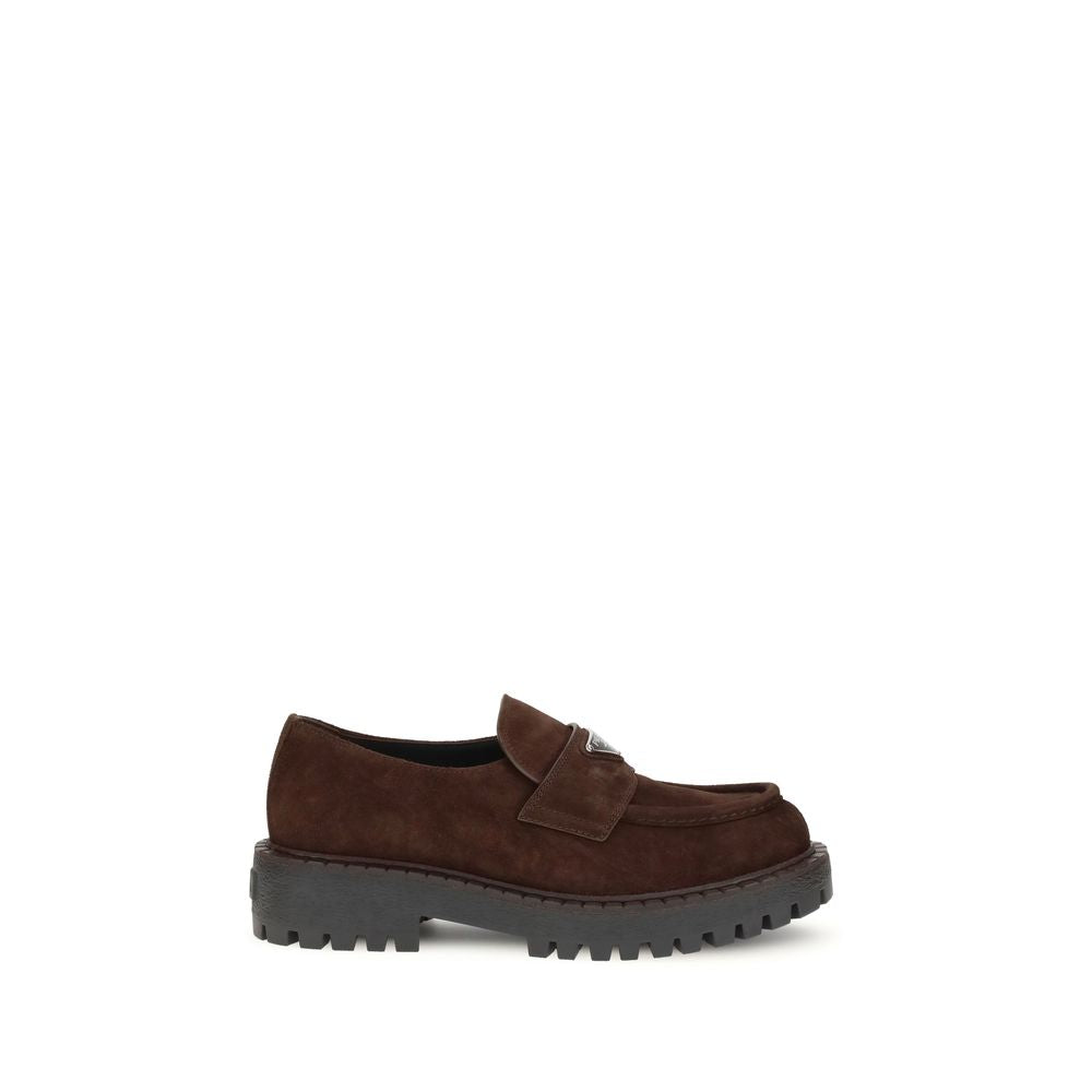 Prada Brown Calf Leather Bos Taurus Slip-On Men's Loafers