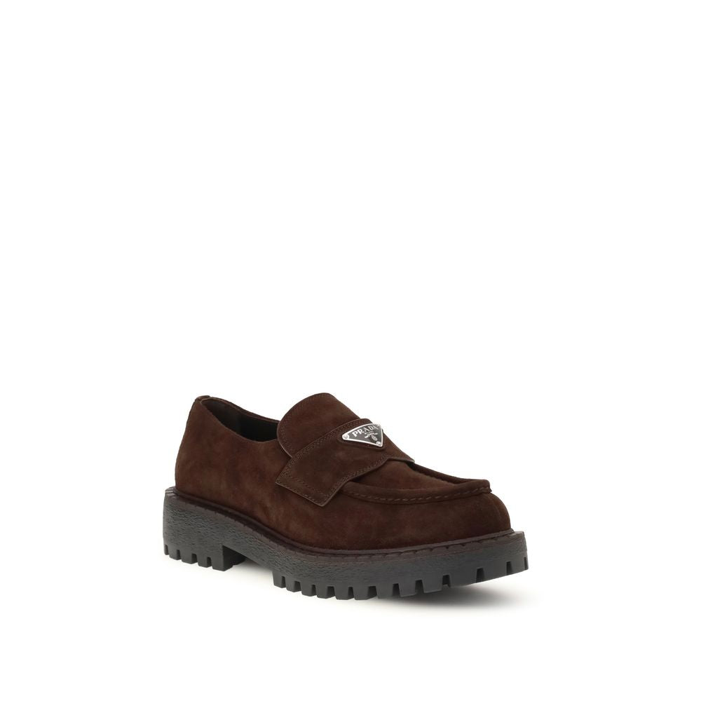 Prada Brown Calf Leather Bos Taurus Slip-On Men's Loafers