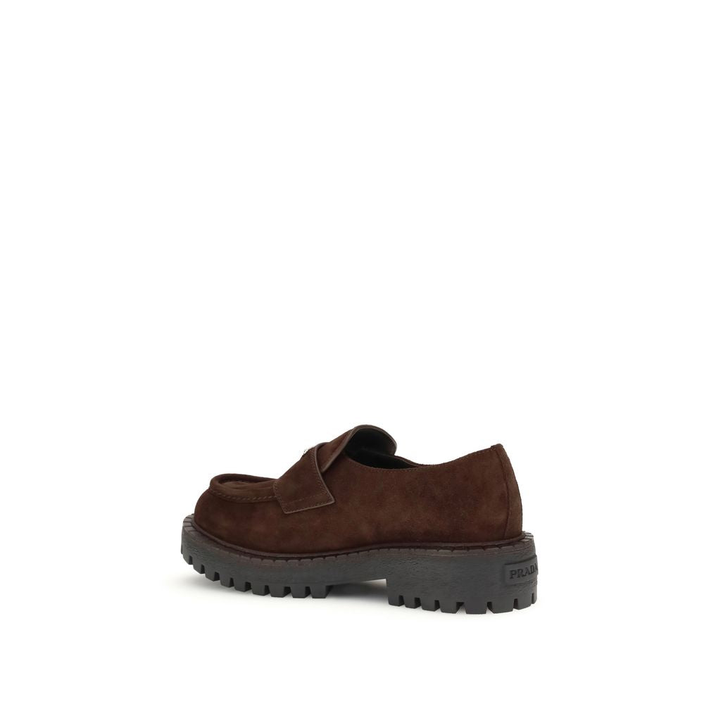 Prada Brown Calf Leather Bos Taurus Slip-On Men's Loafers