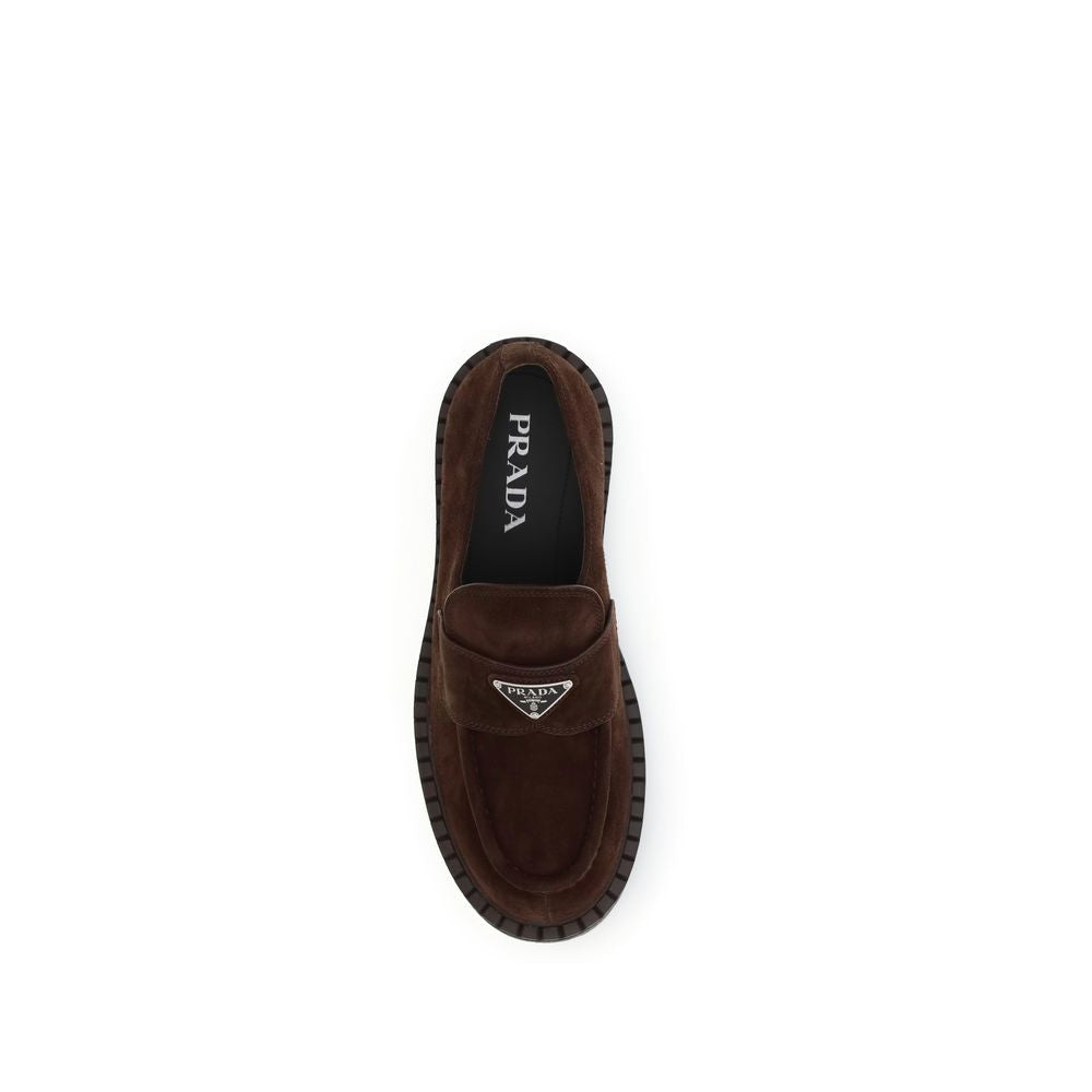 Prada Brown Calf Leather Bos Taurus Slip-On Men's Loafers