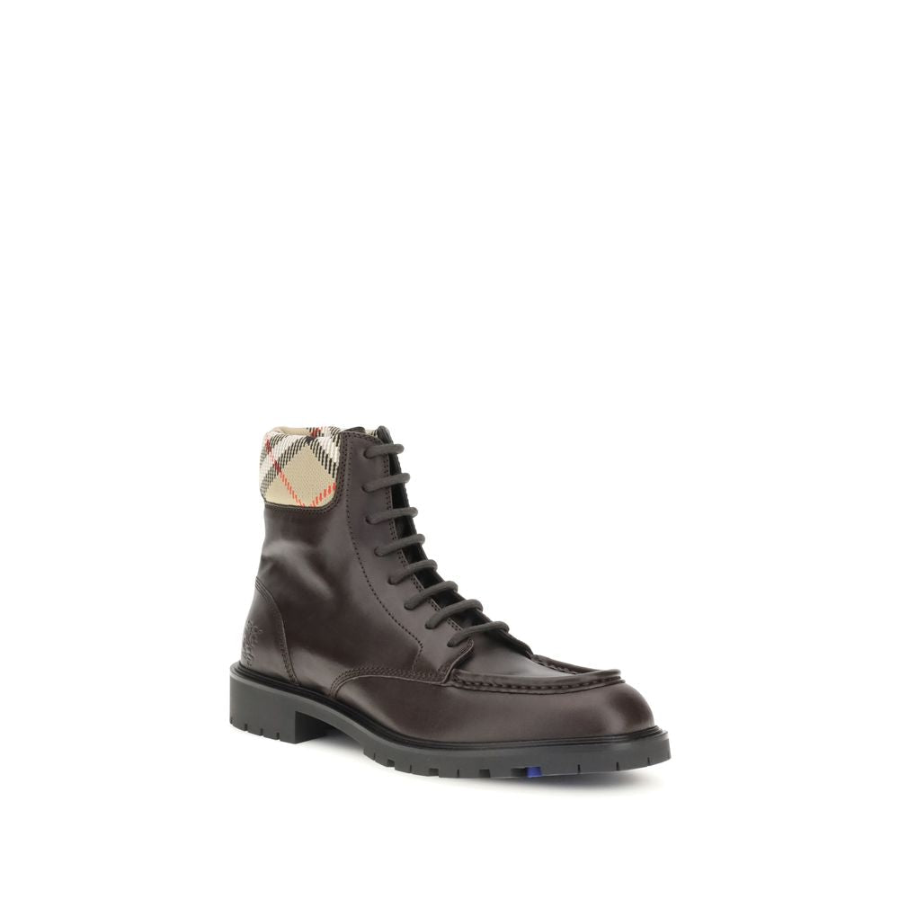 Burberry Brown Calf Leather Bos Taurus Lace-Up Men's Boots
