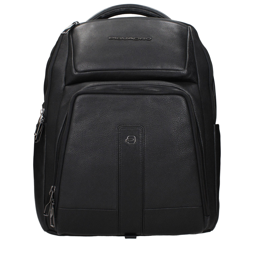 Piquadro Black Leather Men's Backpack