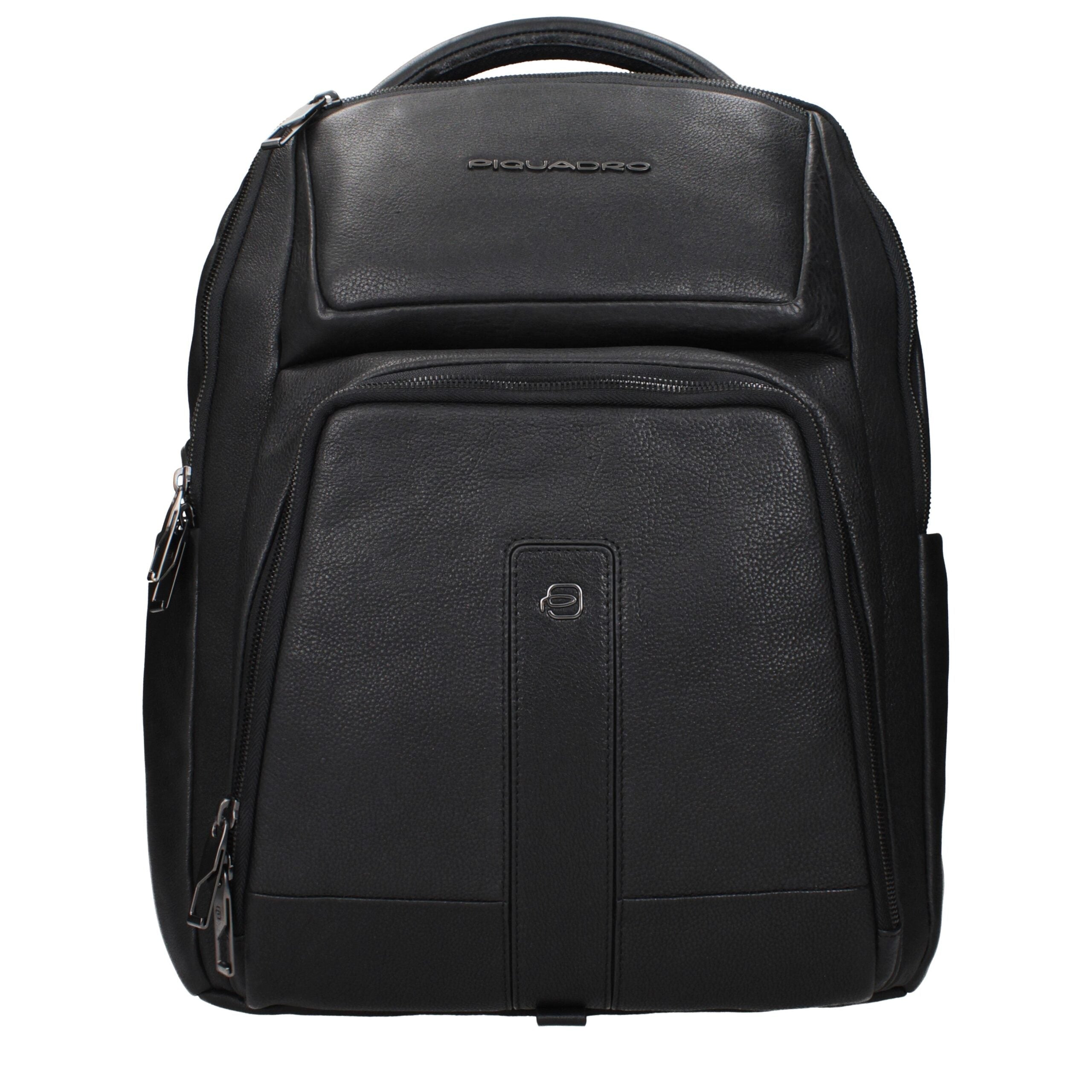 Piquadro Black Leather Men's Backpack
