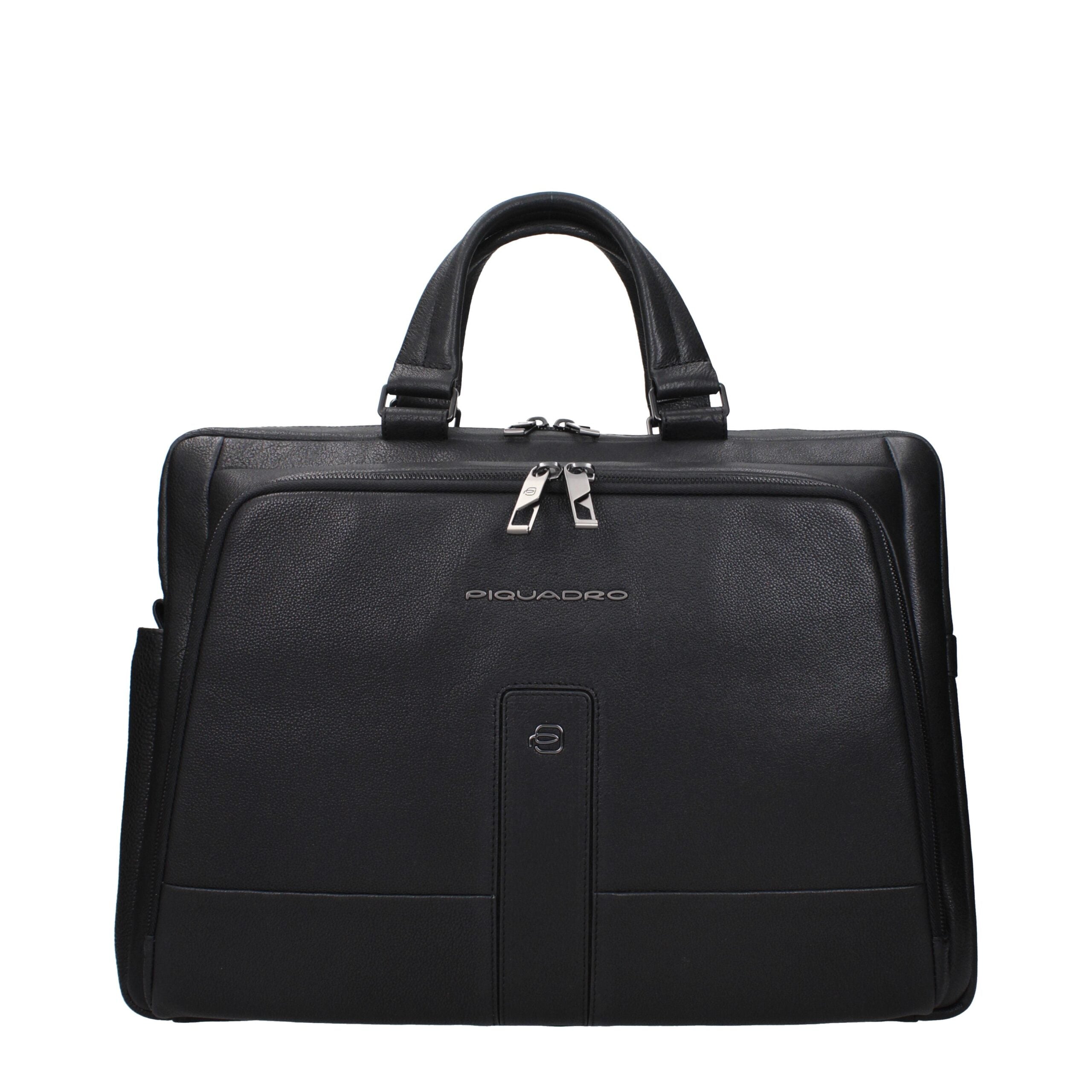 Piquadro Black Leather Business And Laptop Men's Bag