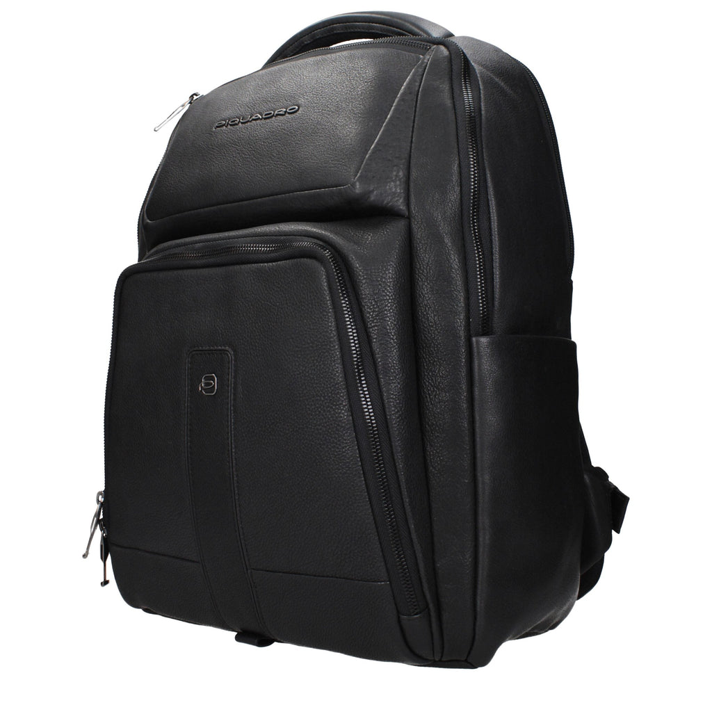 Piquadro Black Leather Men's Backpack