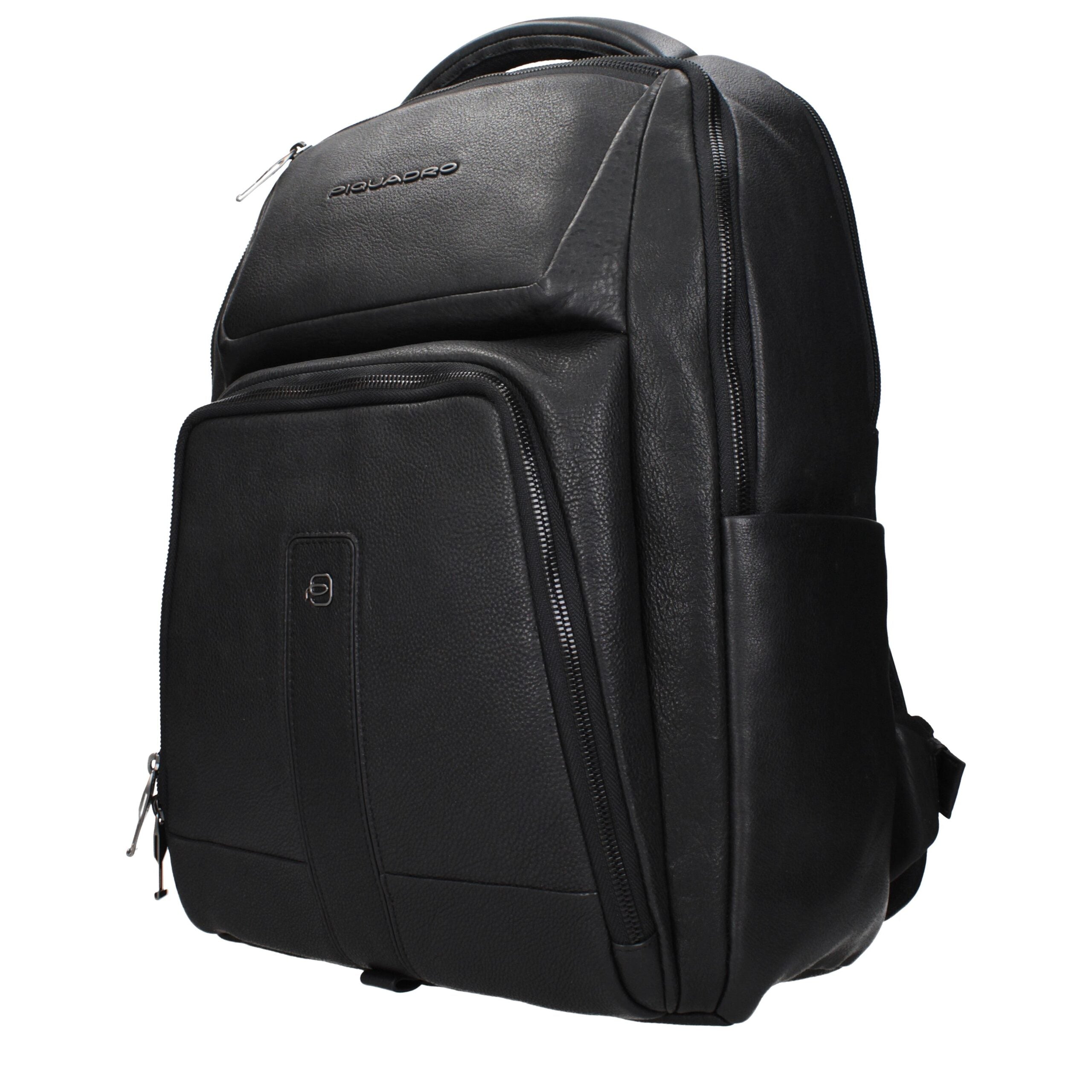 Piquadro Black Leather Men's Backpack