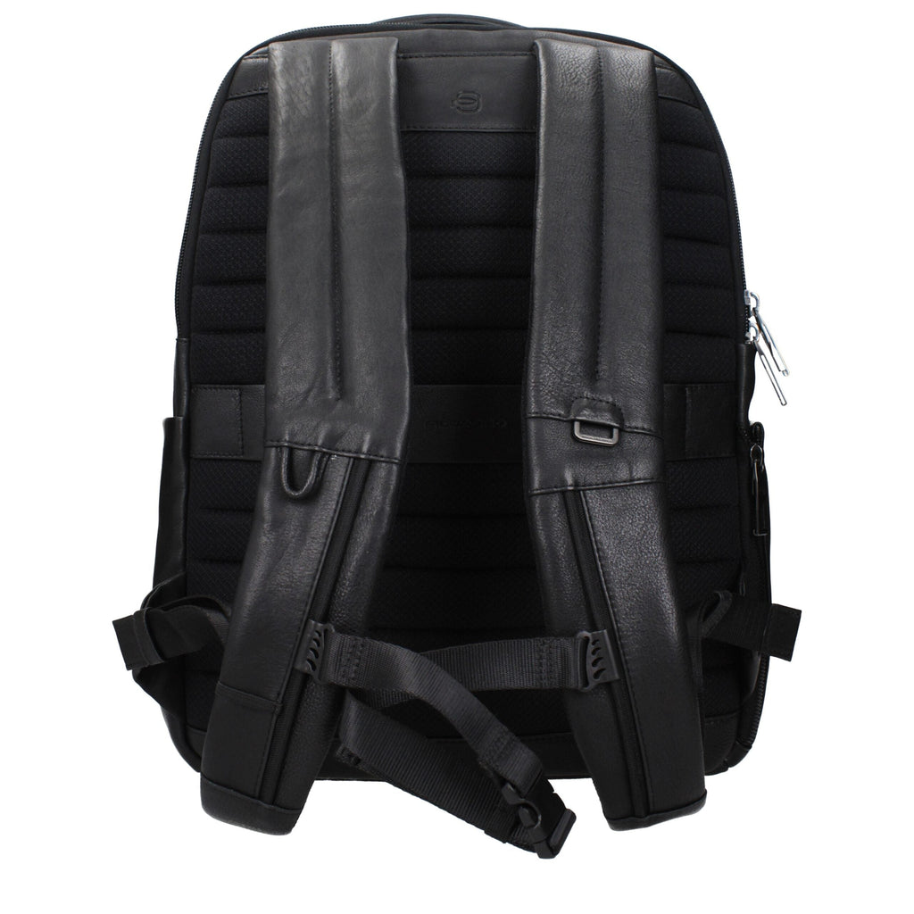 Piquadro Black Leather Men's Backpack