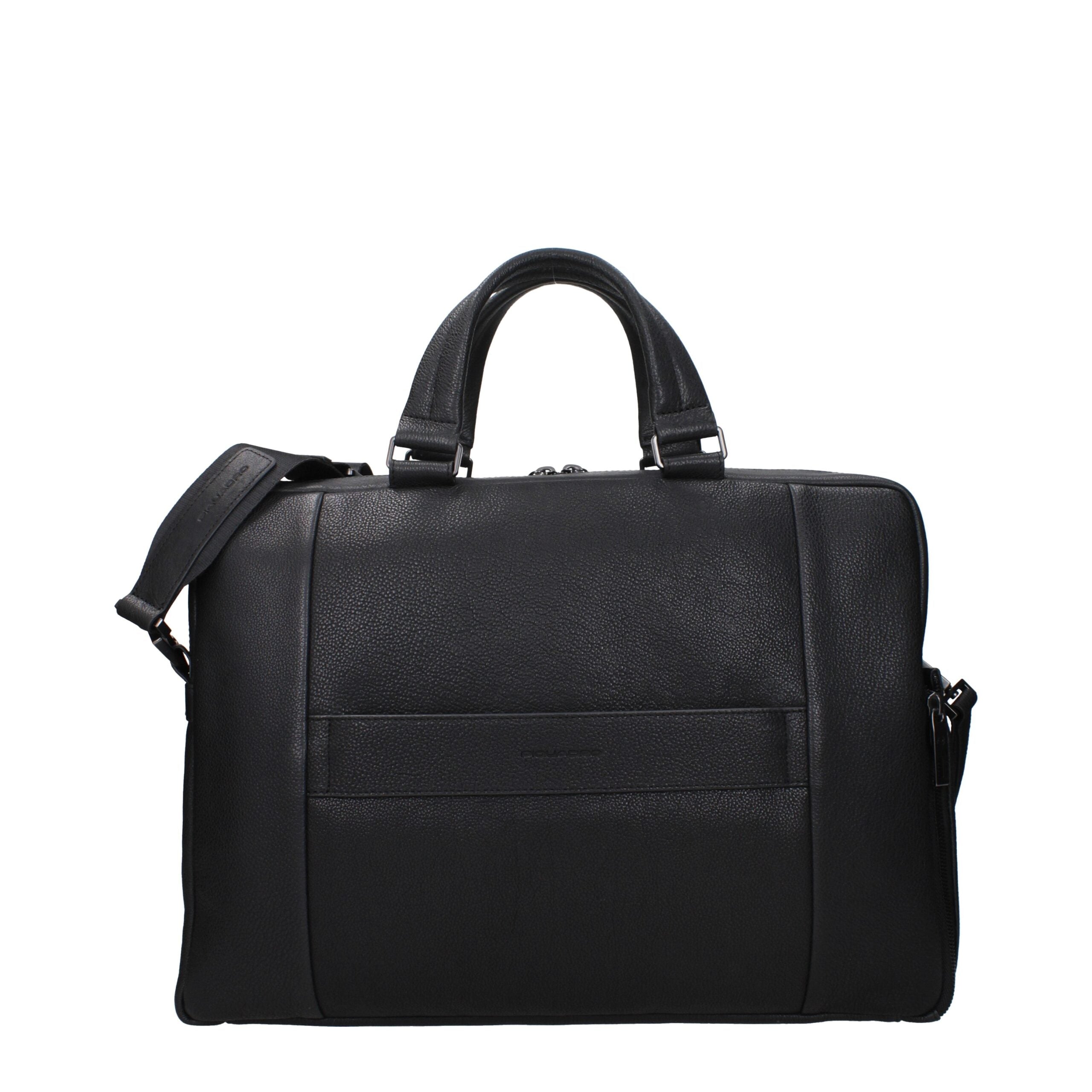 Piquadro Black Leather Business And Laptop Men's Bag