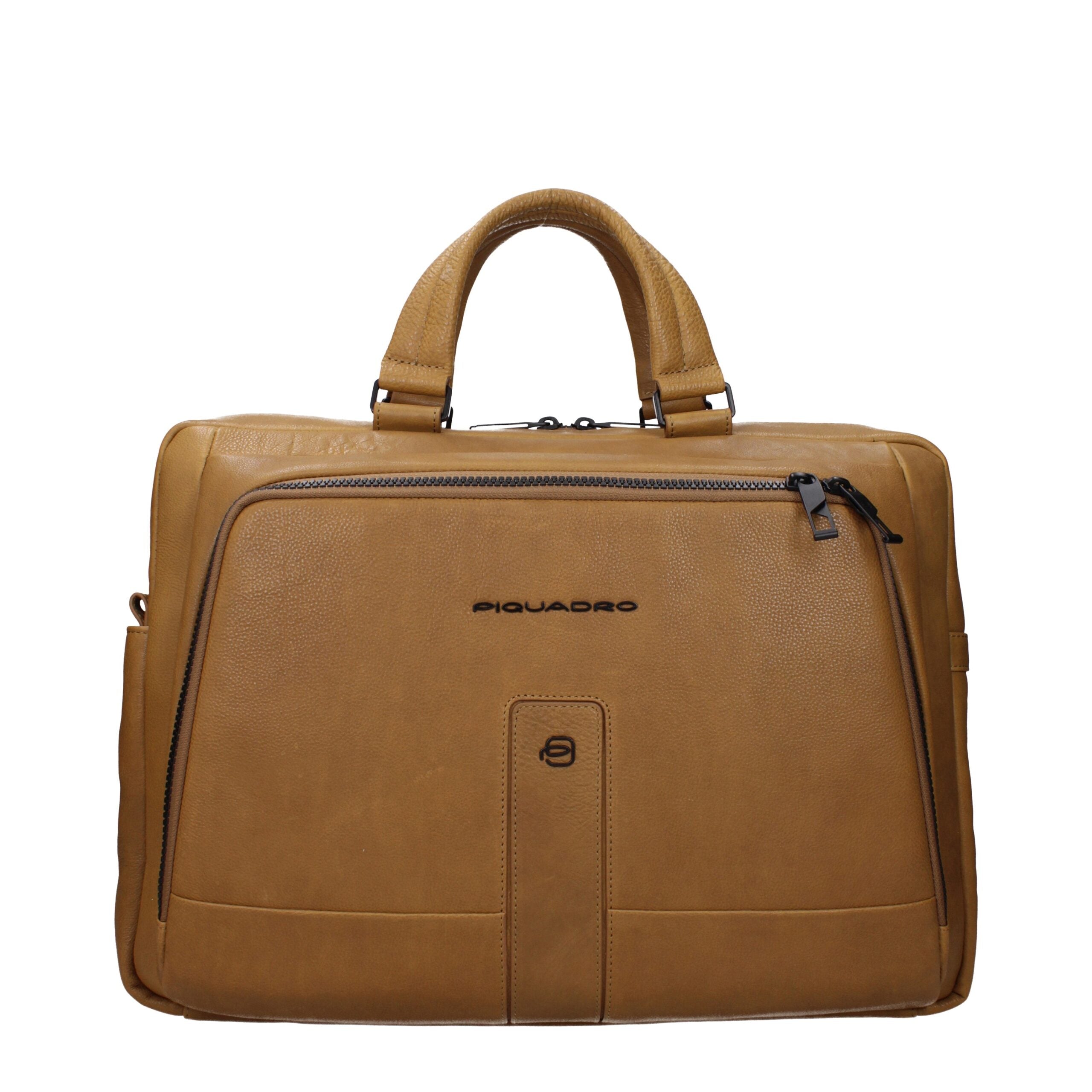 Piquadro Beige Leather Business And Laptop Men's Bag
