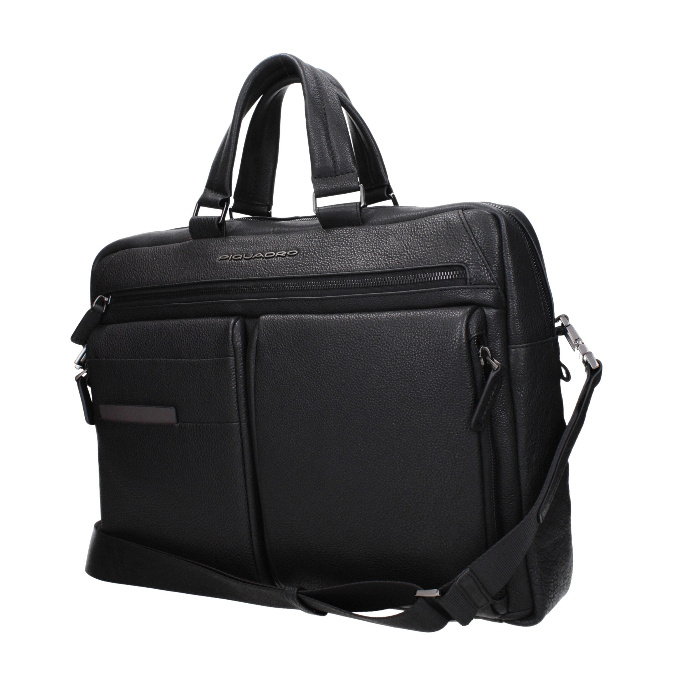 Piquadro Black Leather Business And Laptop Men's Bag