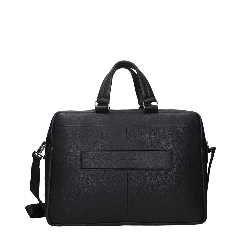 Piquadro Black Leather Business And Laptop Men's Bag