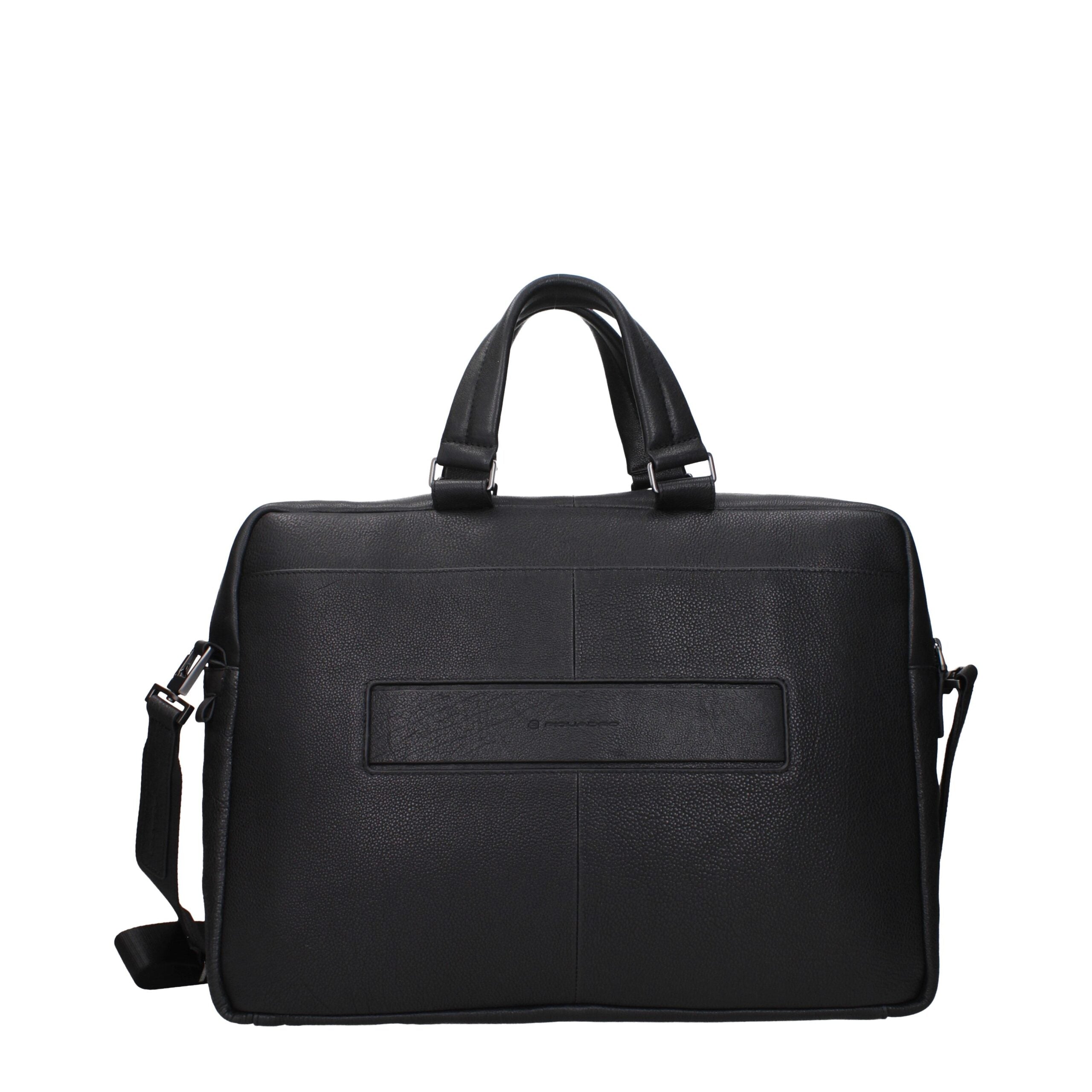 Piquadro Black Leather Business And Laptop Men's Bag