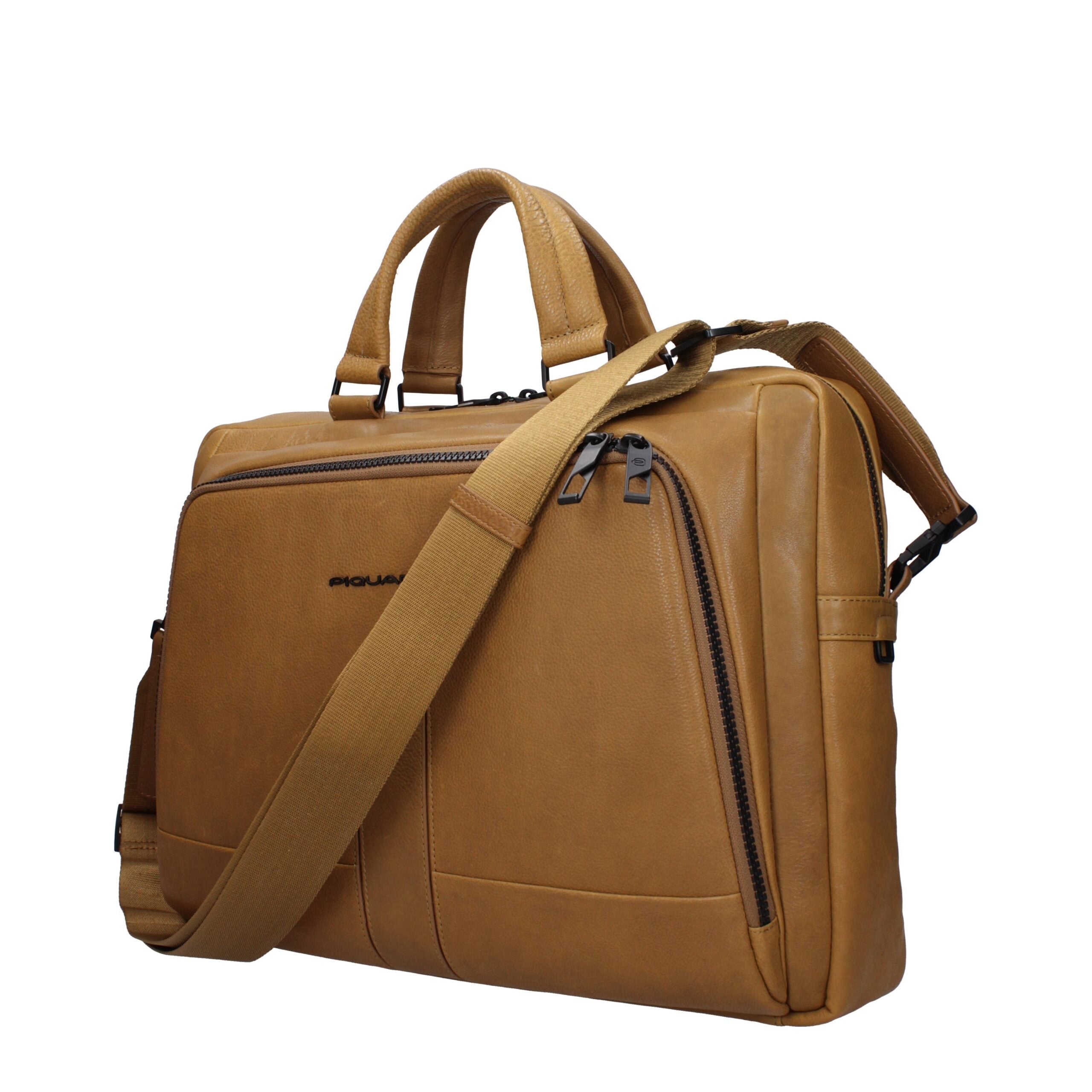 Piquadro Beige Leather Business And Laptop Men's Bag